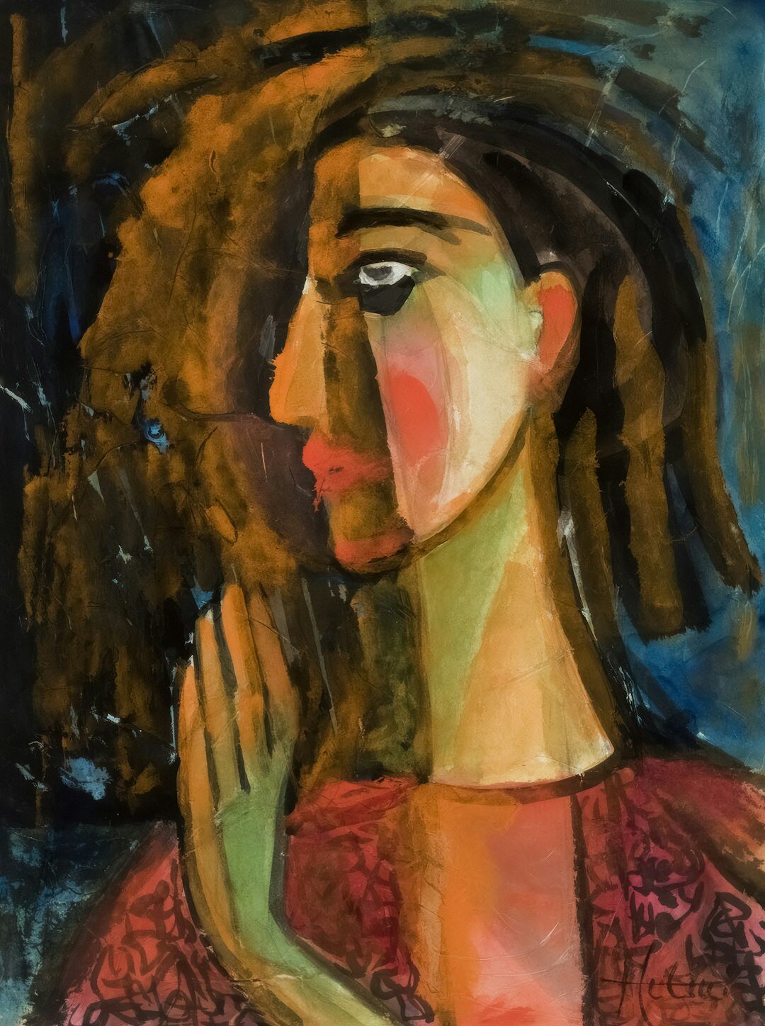 woman painting abstract art
