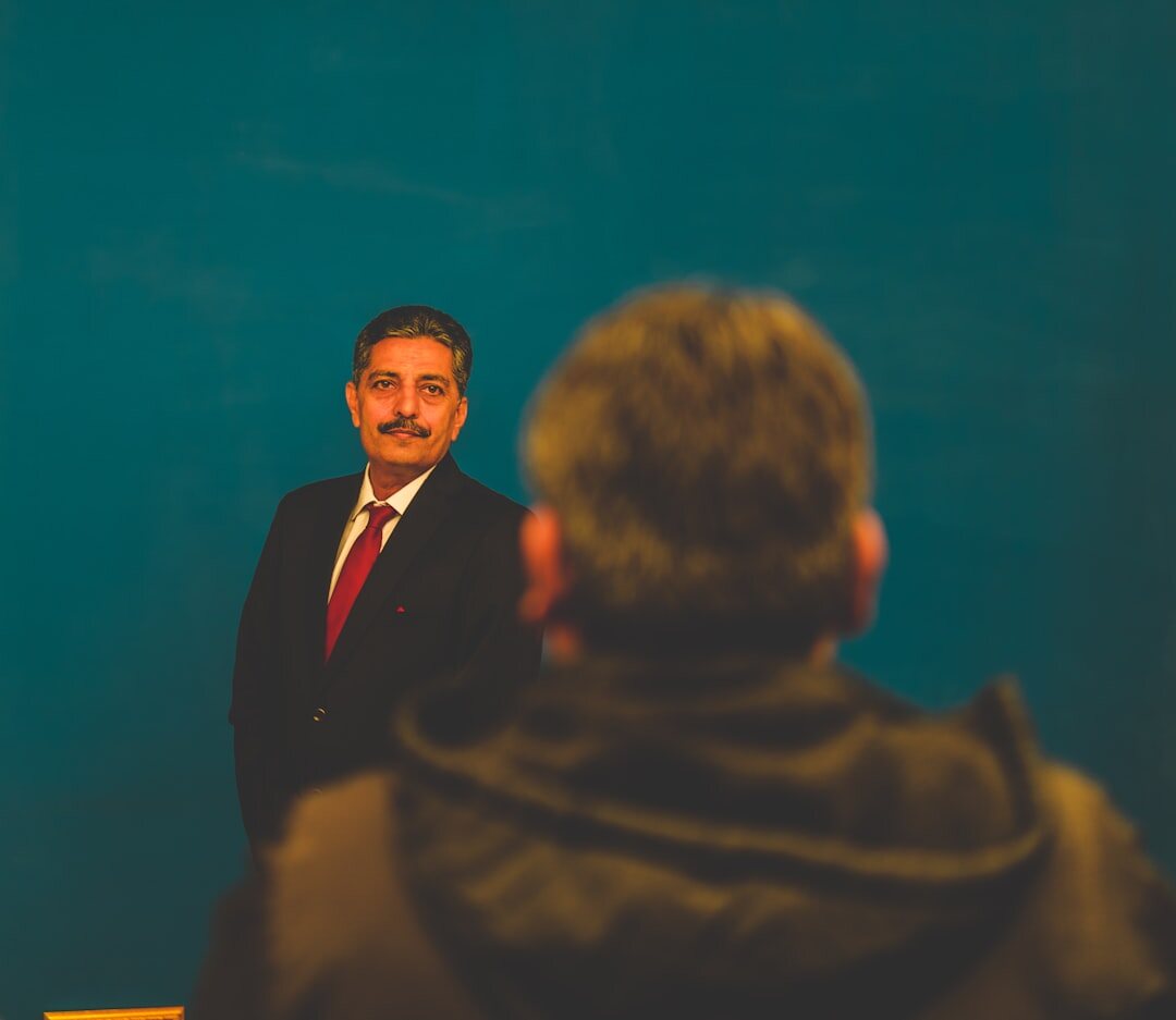 businessman announcing donation