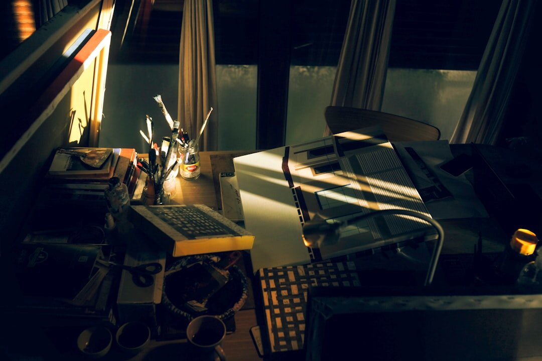 Swiss female journalist writing notes at her desk